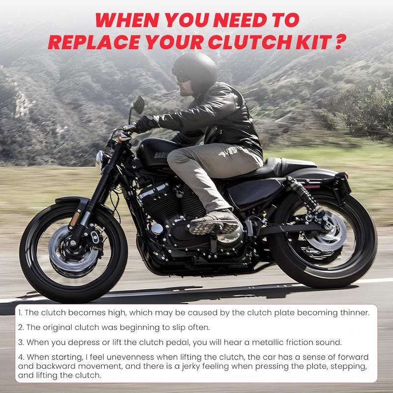 kekykm Extra Plate Sportster Friction Steel Clutch Disc Kit compatible with Harely Davidson Sportster 1991-2017 Big Twin Tourign Dyna Softail 1990-1997 Buell All Models 91-2002 17PCS Big Twin Clutch - Image 5